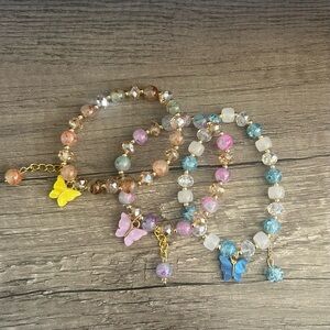 New Colorful Beaded Butterfly Bracelets set of 3